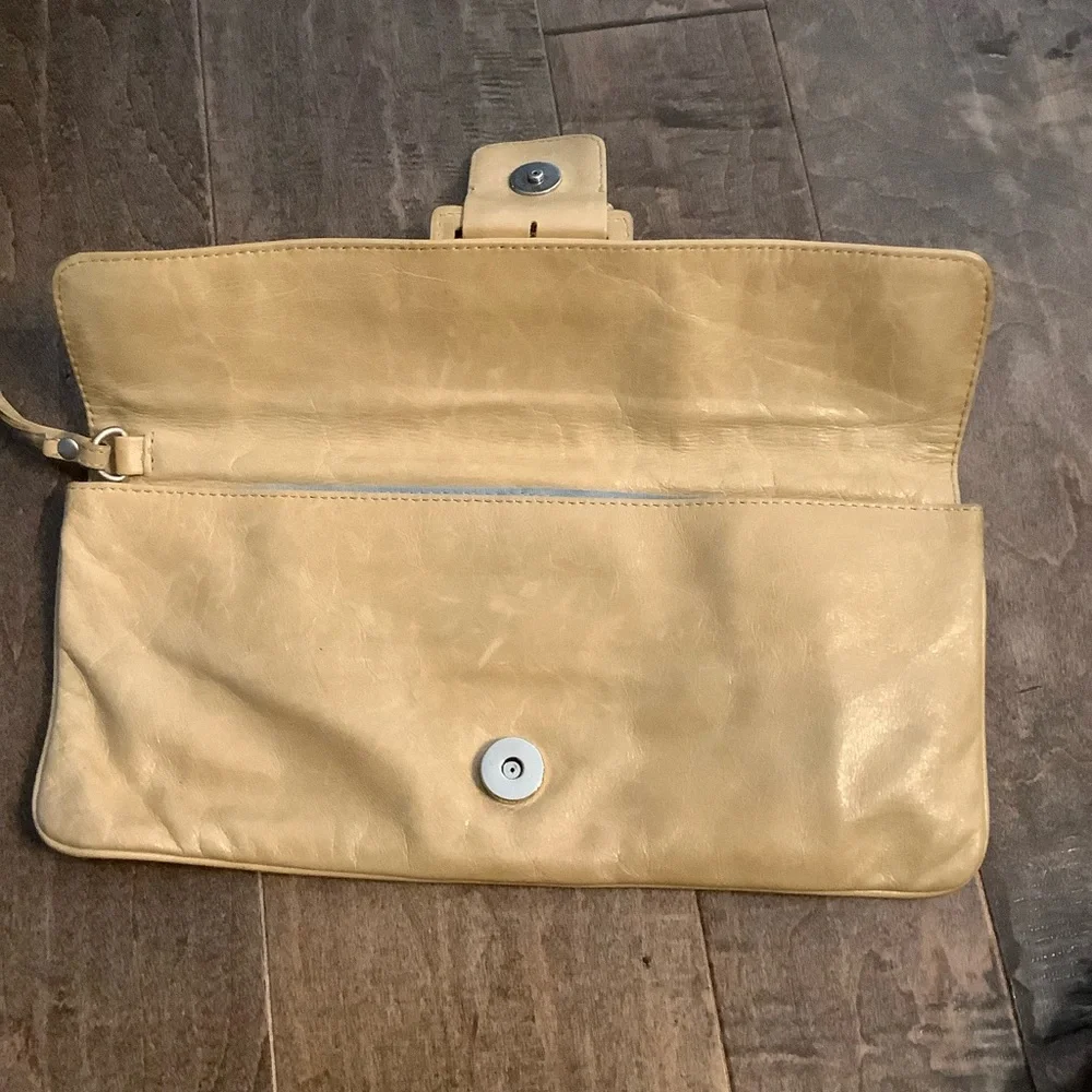HOBO Elegant Mustard Yellow Vegan Leather Clutch Bag